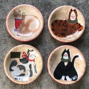 Sakura Christmas Cats desert plates